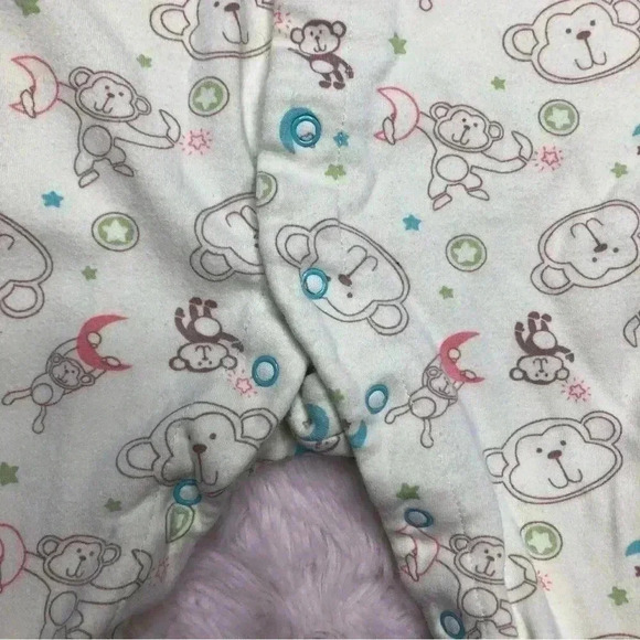 Pekkle Footed Onesie Pajamas Monkey Green /  Blue Size 3 Months - Picture 8 of 16